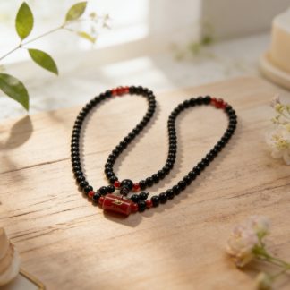 H64 Crimson & Ebony Double Loop Necklace (Random Style)